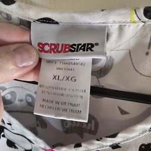 Scrubstar White Medical Scrub Top with Black Panda Accents